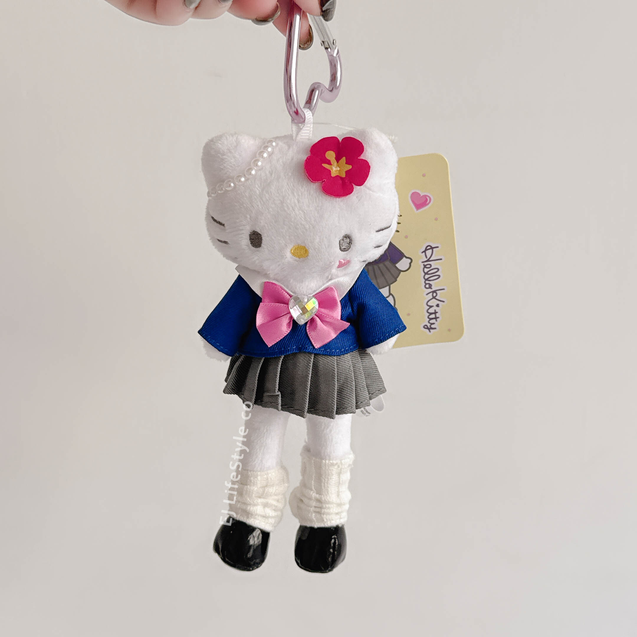 🇯🇵 SANRIO 三麗鷗家族 HELLO KITTY 長腿系列 黑皮 小香風 學生 制服 豹紋 吊飾 鑰匙圈 / 現貨