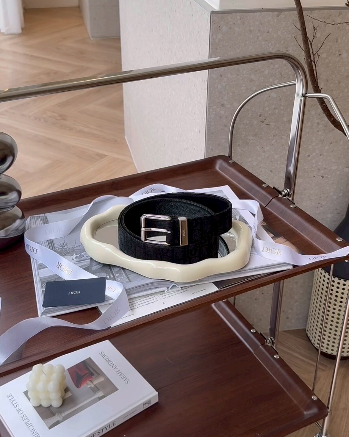 DIOR｜經典老花皮帶 寬3.5CM 黑色
