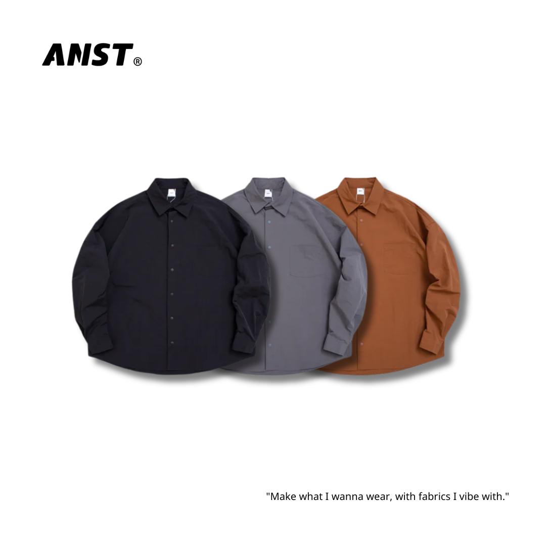 "現貨" ANST 皺感硬挺刺繡襯衫 AN.65