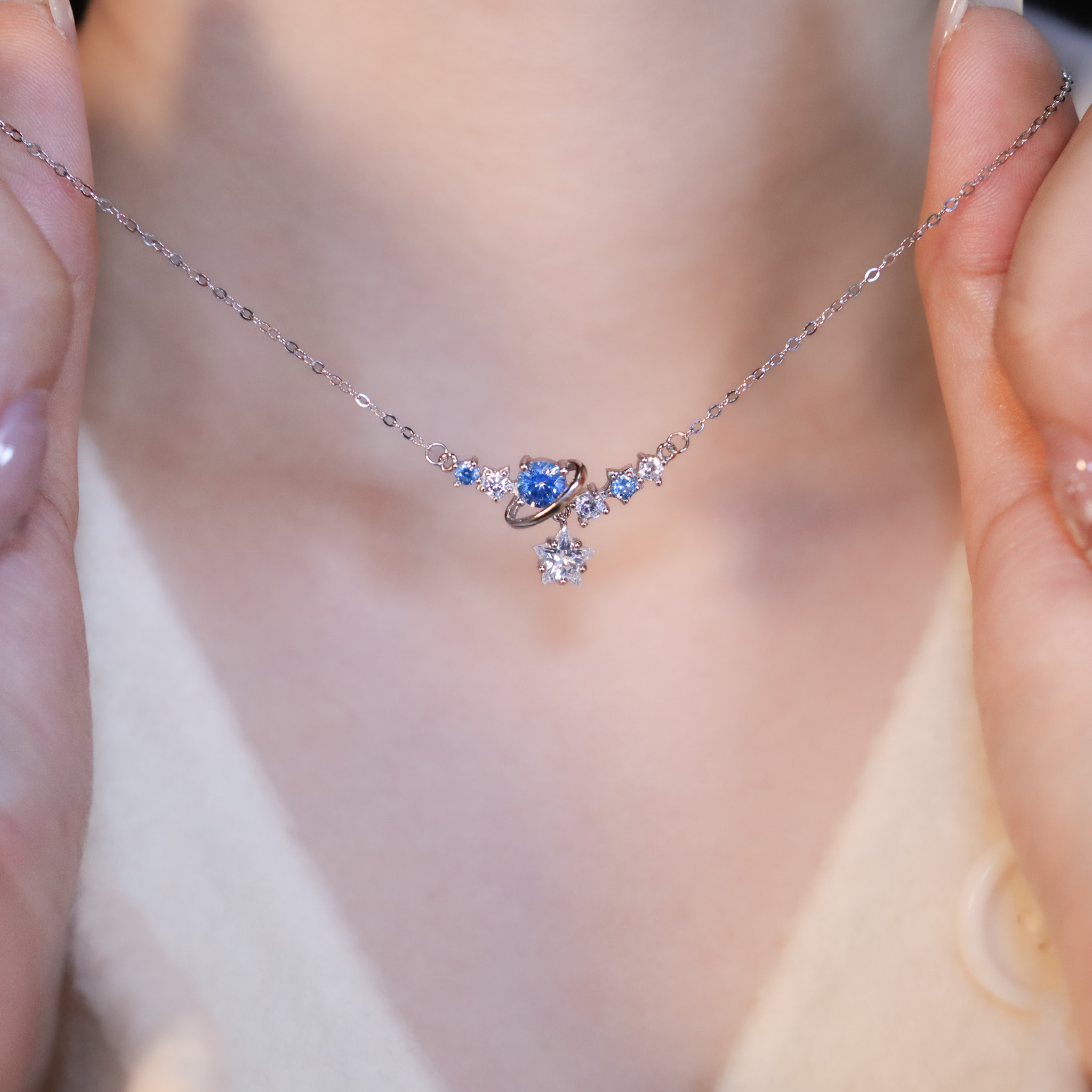 | 925純銀・白金 | 漫藍星動項鍊 | NE1513 |