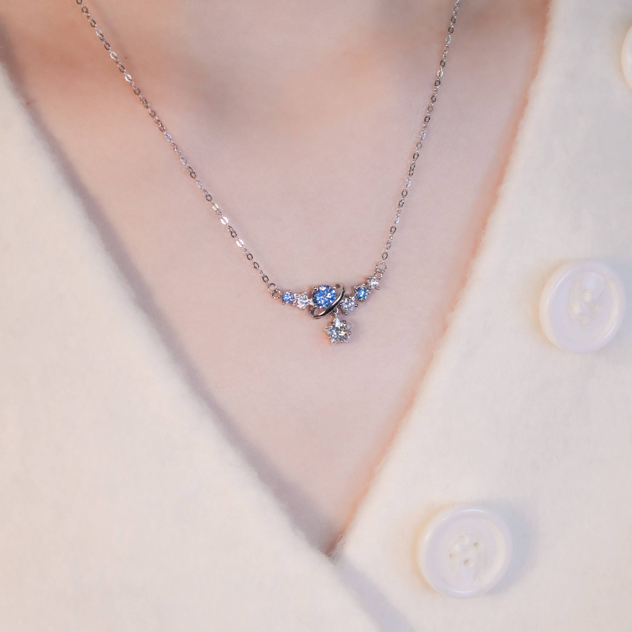 | 925純銀・白金 | 漫藍星動項鍊 | NE1513 |