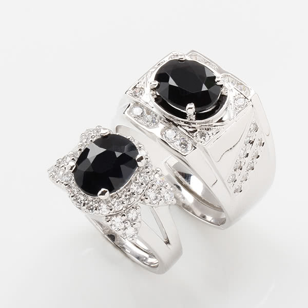 【雅紅珠寶】海枯石爛天然2克拉+2克拉黑藍寶對戒-活圍設計