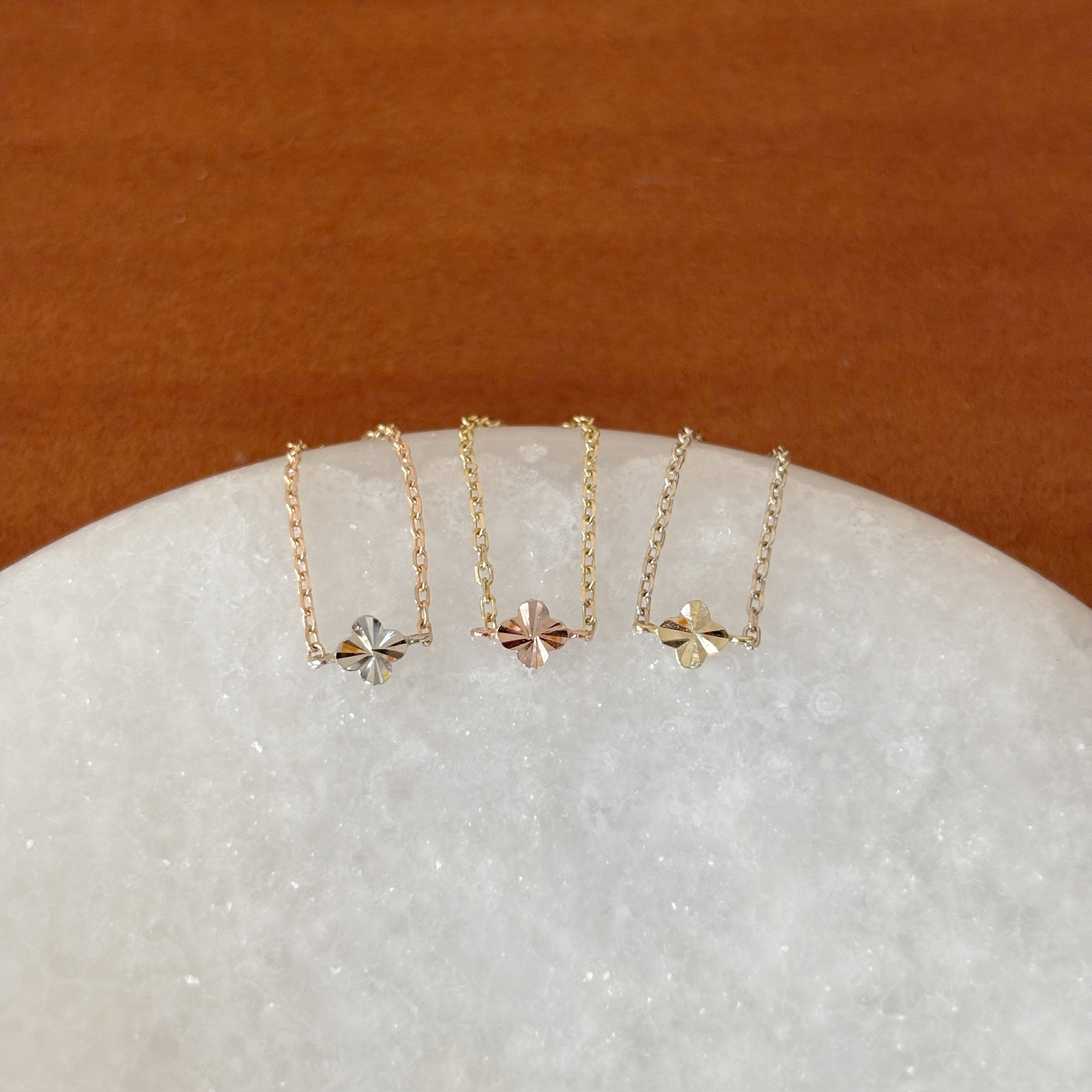 14K閃亮切割四葉草鏈戒