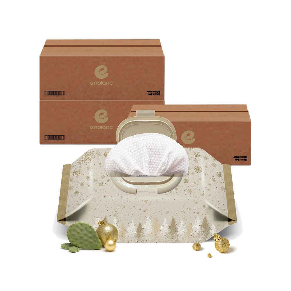 ENBLANC 聖誕節慶金限量款｜極厚仙人掌｜有蓋大包純水濕紙巾｜68抽30包