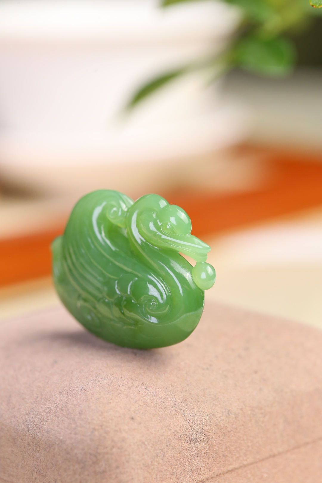 和田玉鵝如意掛件,天然和田玉軟玉