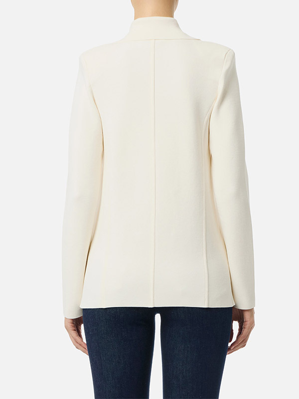 Elisabetta Franchi 口袋刺繡針織西裝外套(奶油白)