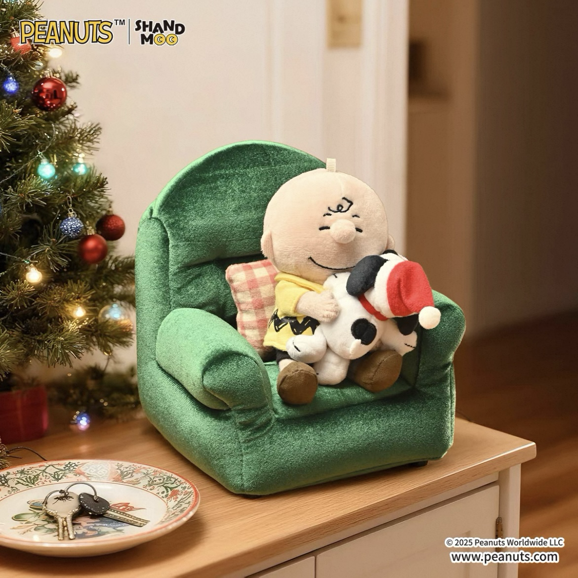 <正版授權>SNOOPY 史努比 查理布朗 聖誕限定 at home 毛絨 吊飾 娃娃 擺件
