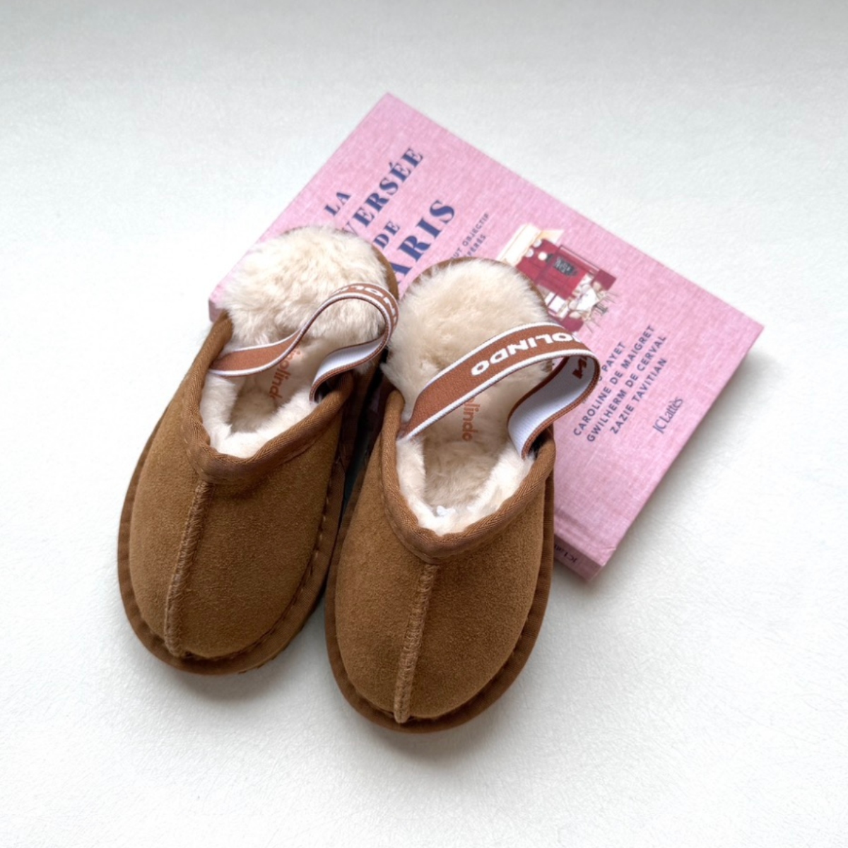 NINOLINDO 麂皮毛絨厚底鞋Suede Clog - brown