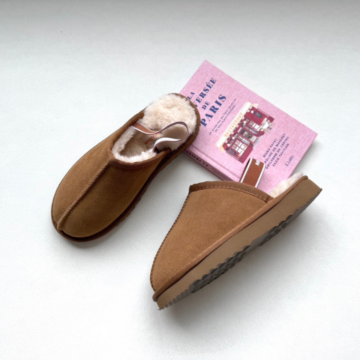 NINOLINDO 麂皮毛絨厚底鞋Suede Clog (大人款) - brown