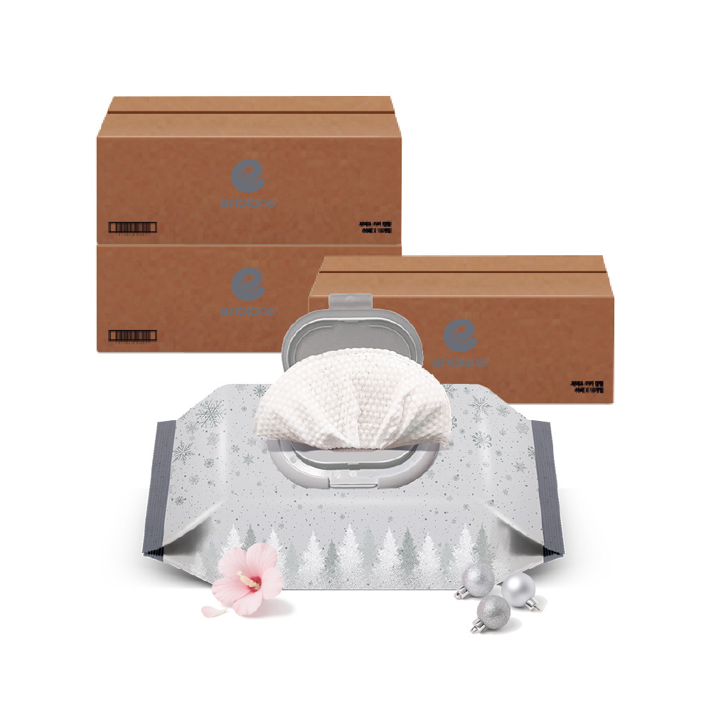 ENBLANC 聖誕極光銀限量款｜輕柔木槿花｜有蓋大包純水濕紙巾｜72抽30包