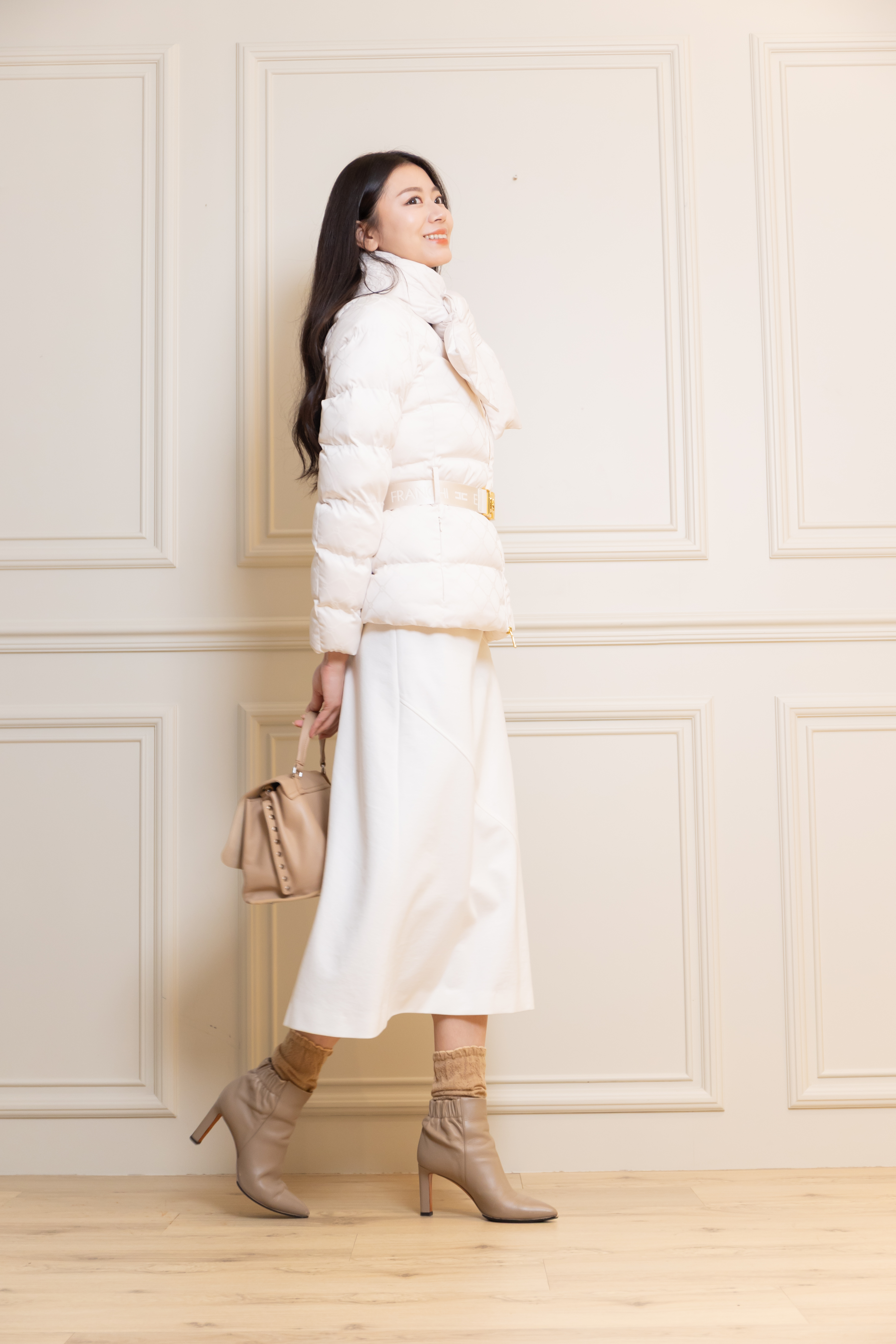 Elisabetta Franchi  LOGO印花鋪棉外套(附圍巾)