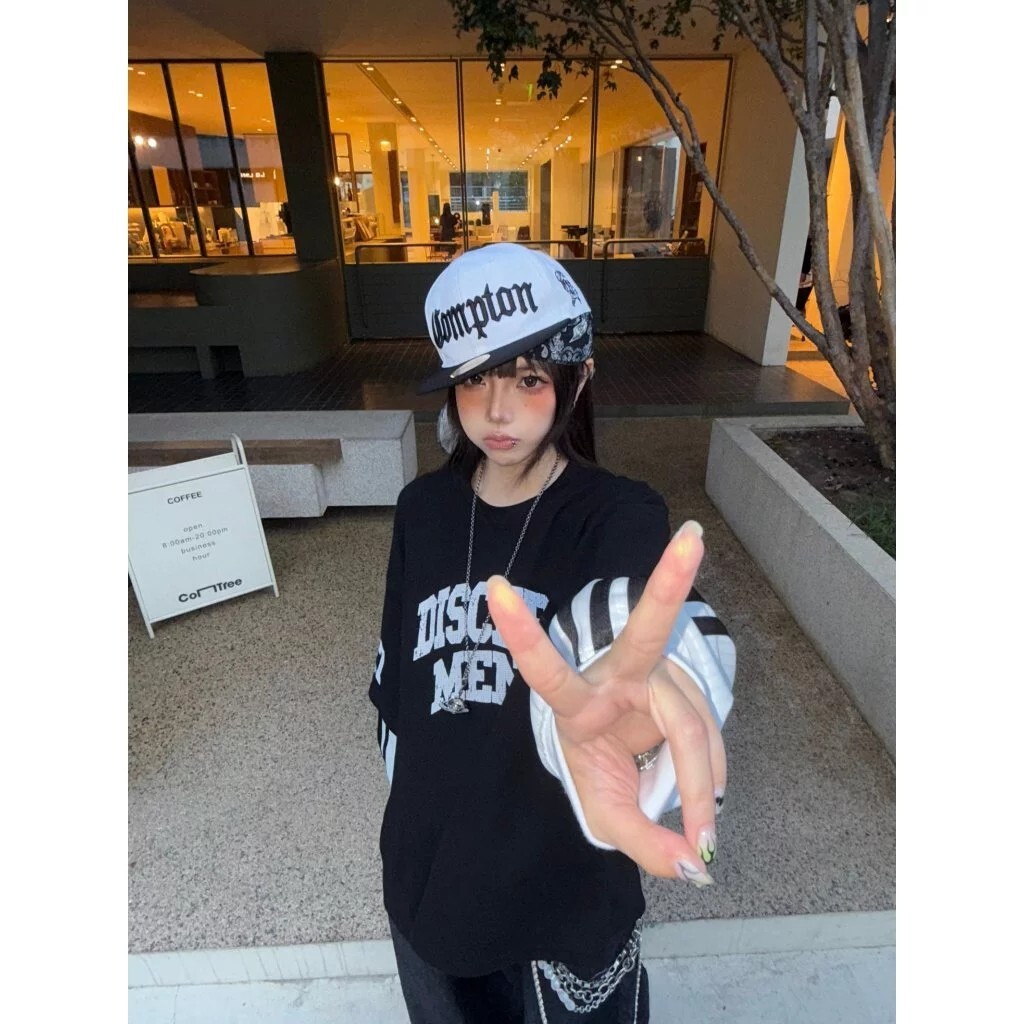 (GOAL)DCM 線條 假兩件 斑駁 美式 拼接 長袖