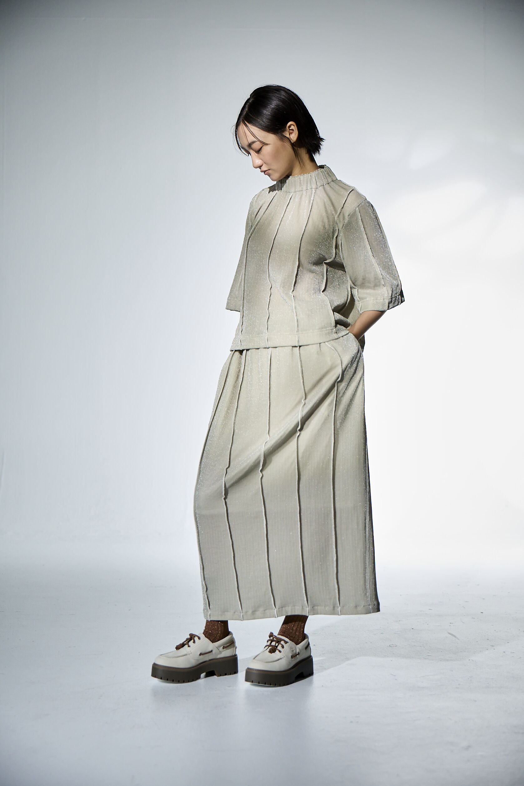 條條五分袖上衣