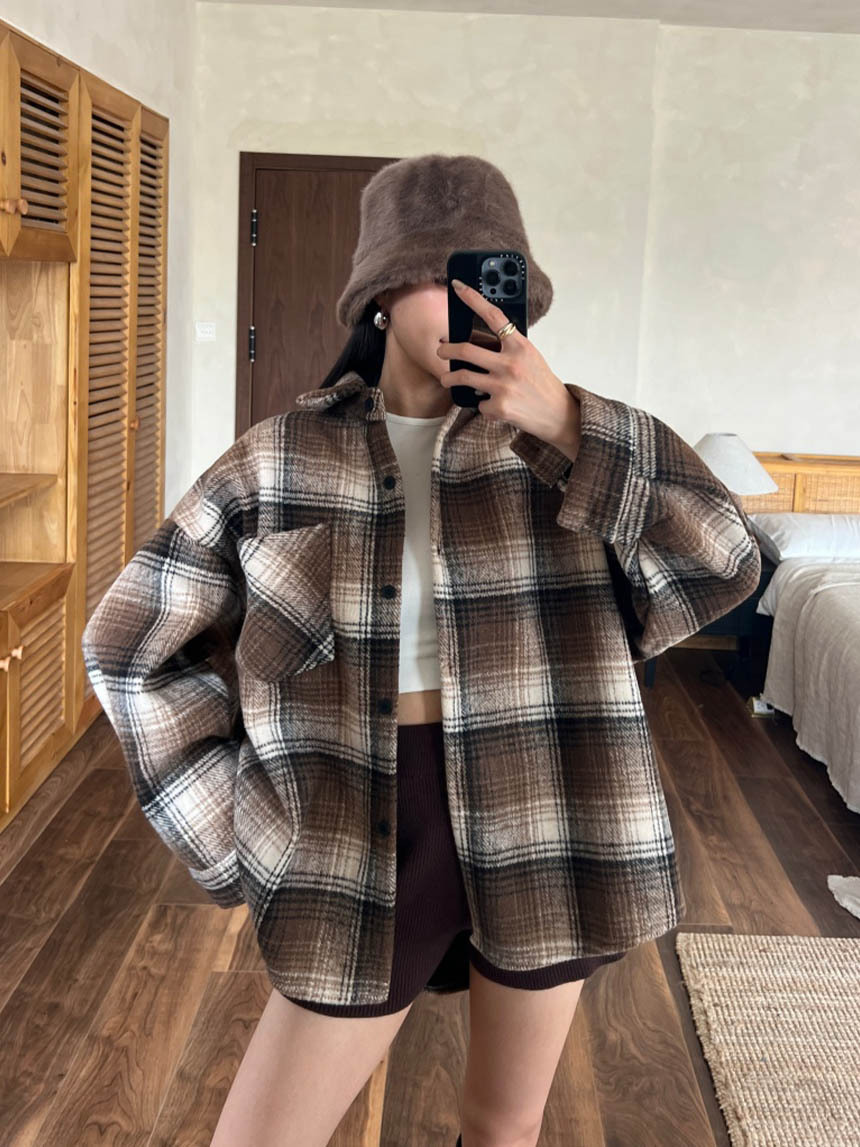 超挺加厚絨毛格子襯衫*3色