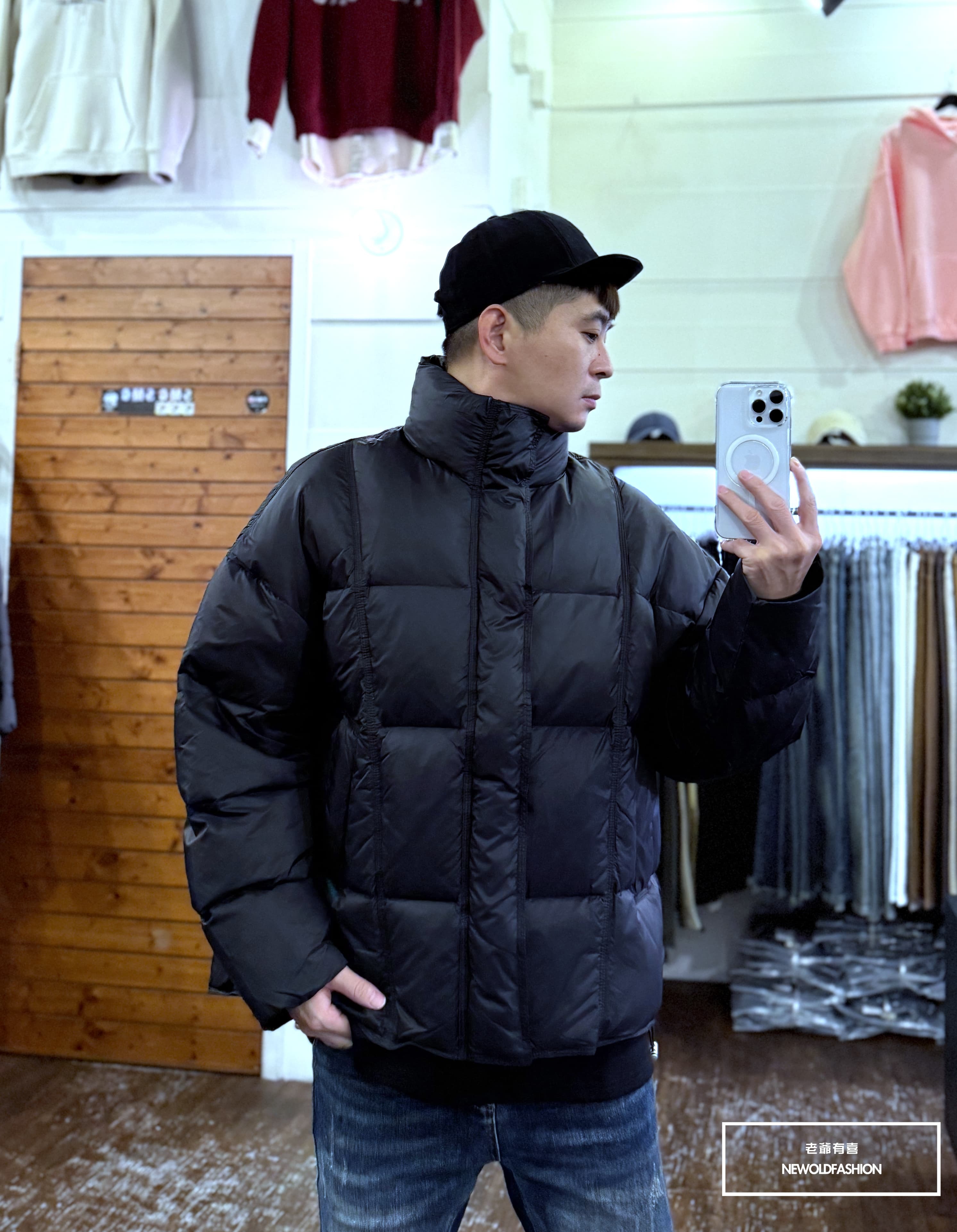 『新品上市』重磅車線立領素面羽絨外套(NOF25103329)-黑