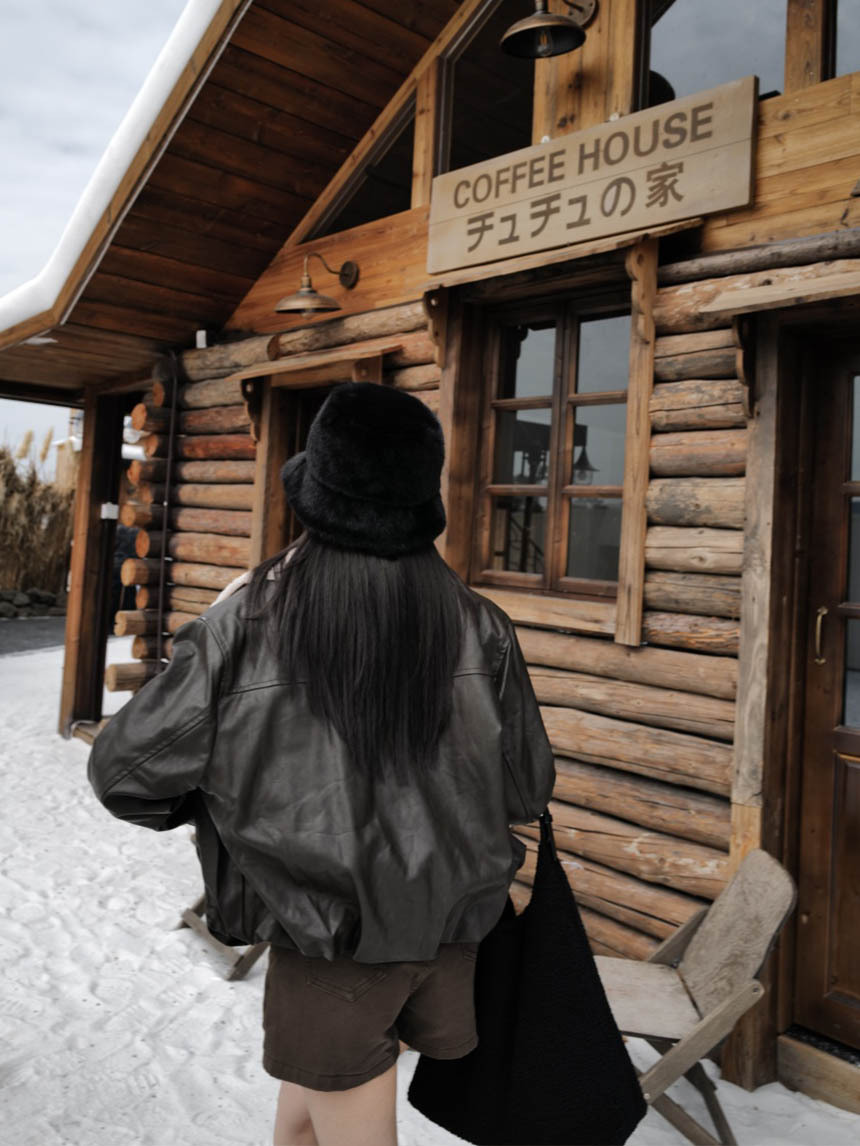 QQ毛拼接皮外套*2色