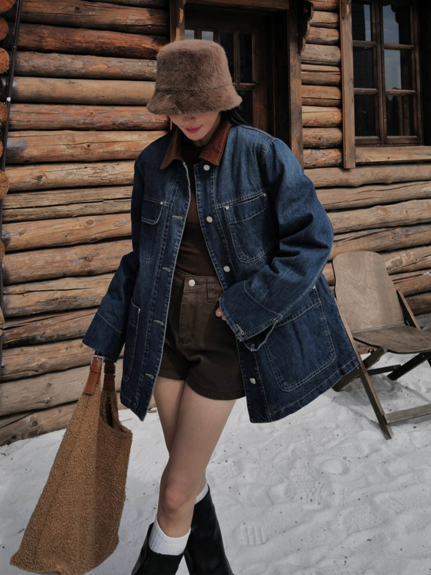 工裝牛仔羽絨外套