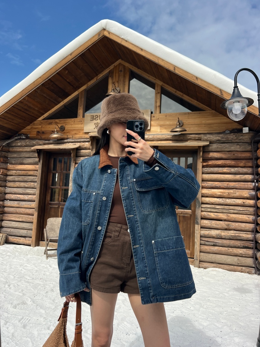 工裝牛仔羽絨外套