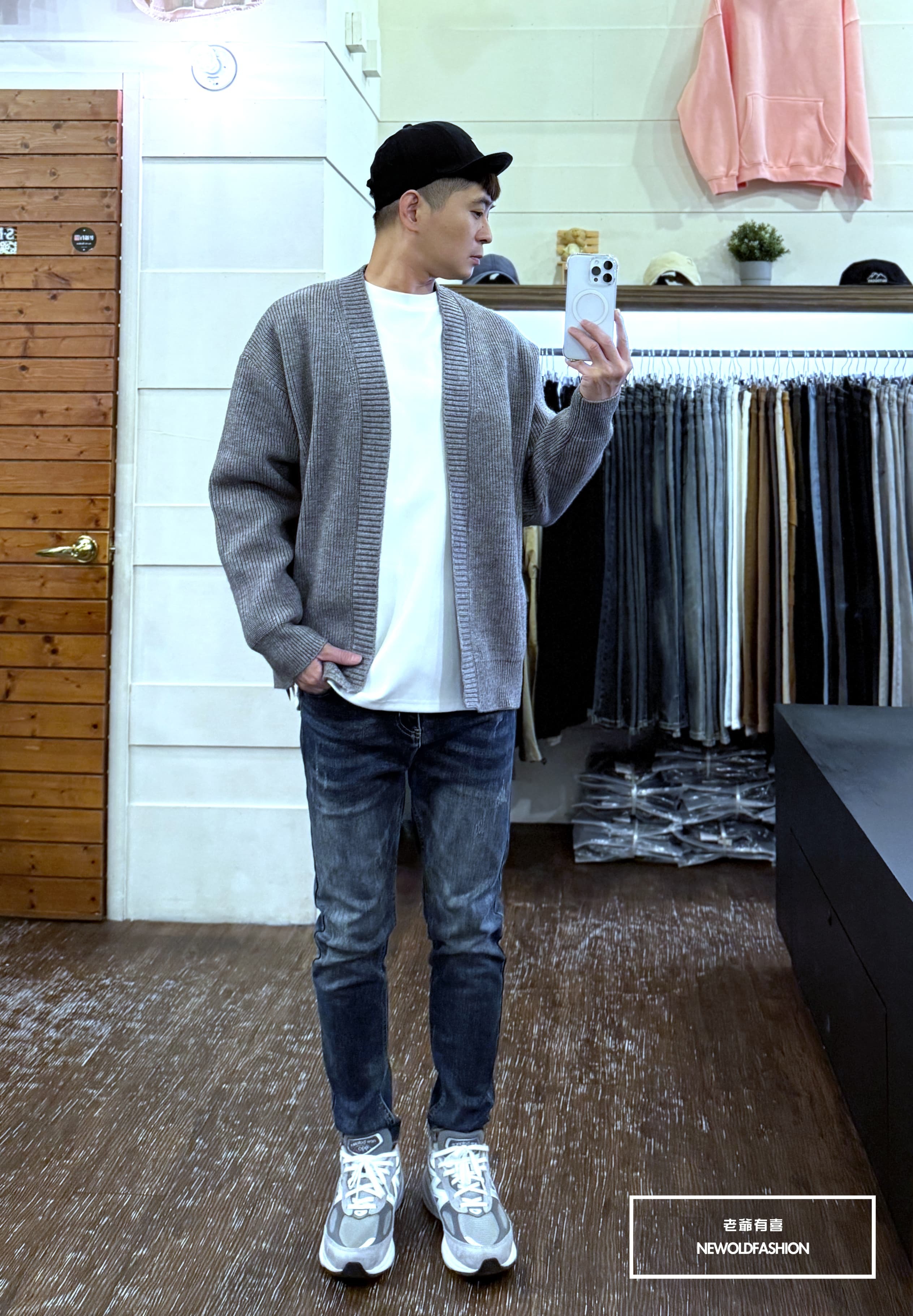 『新品上市』重磅車線素面開襟針織罩衫(NOF25102519)-灰