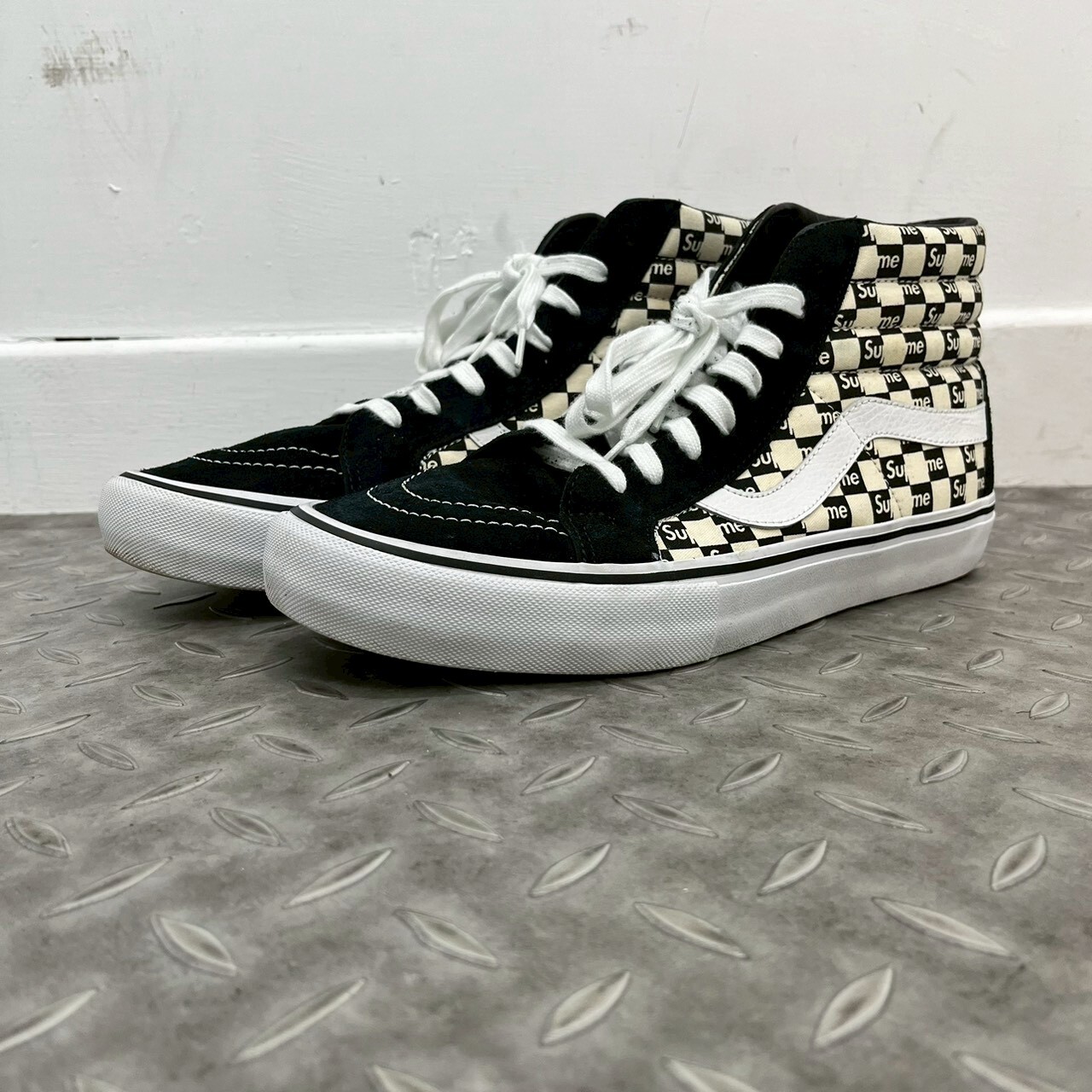 Supreme x Vans Sk8-Hi Pro "Checkered Black" SIZE 30CM