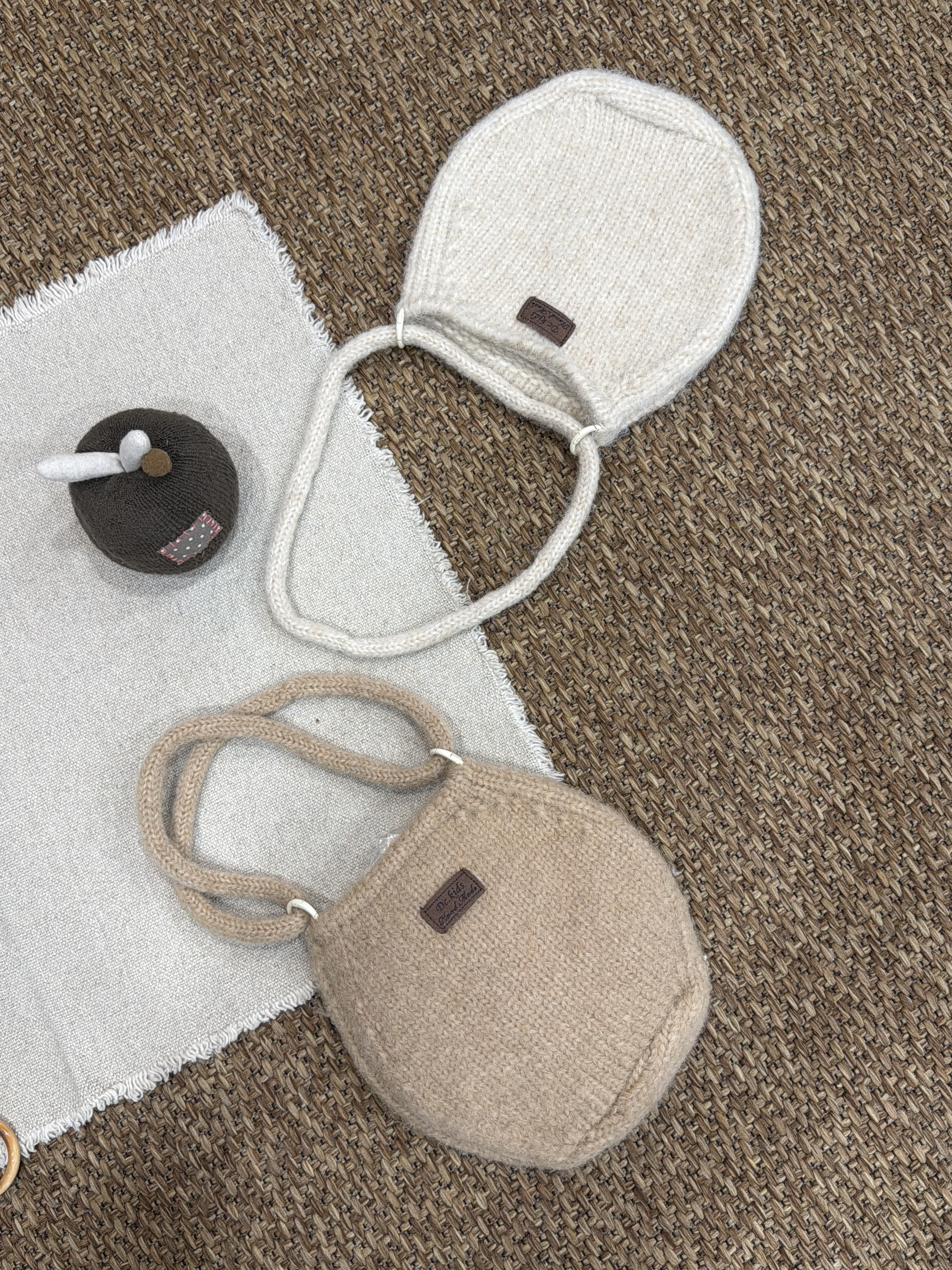 皮標圓形針織包