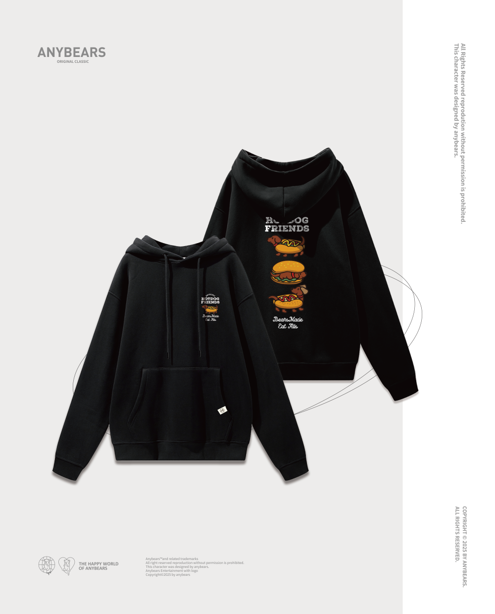 AB-CLS® 臘腸狗朋友重磅刷毛帽T-C06 Dachshund Friends Hoodie