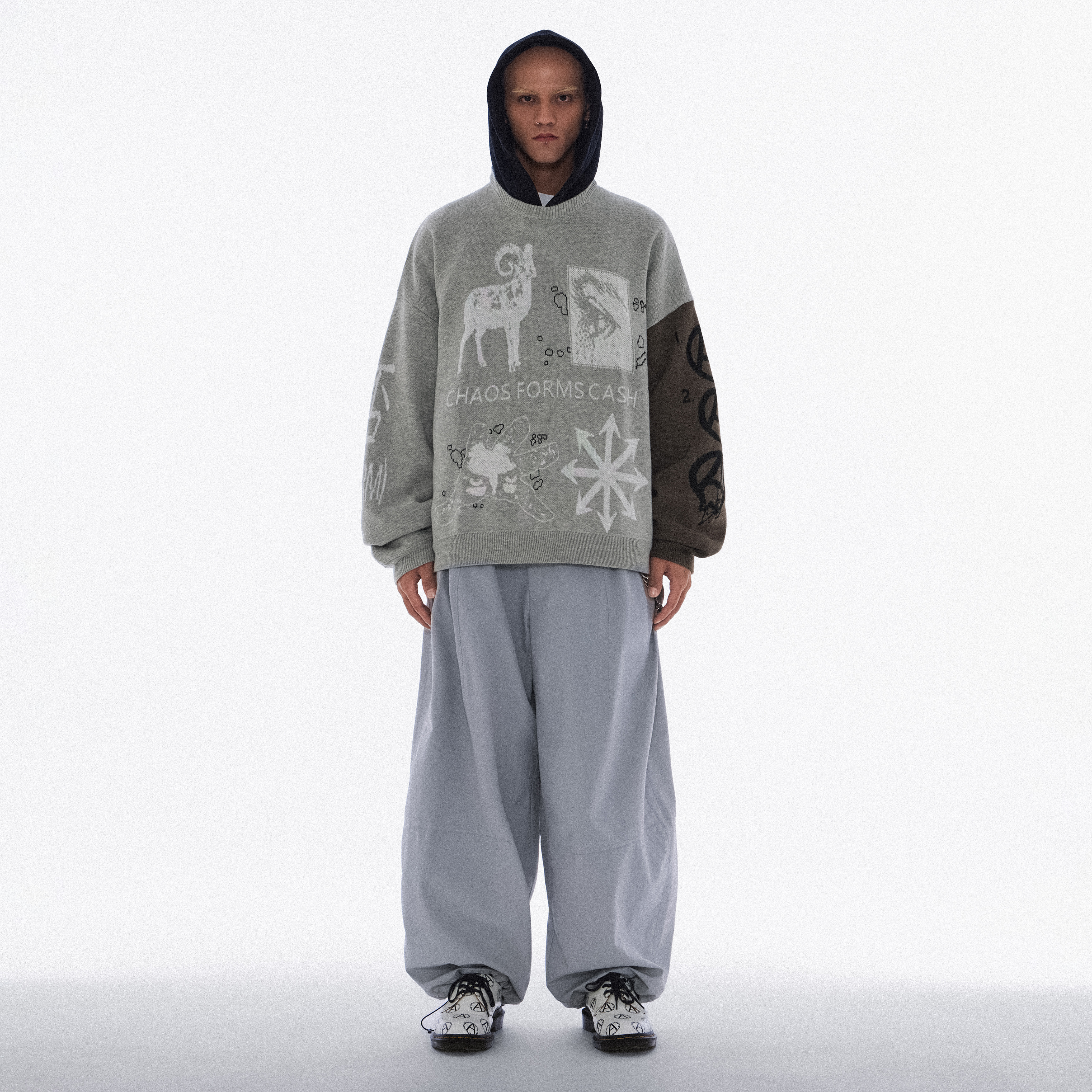 Wall of Sound - 2:50/“MIRAGE” 5-3X Jacquard Sweater - Grey