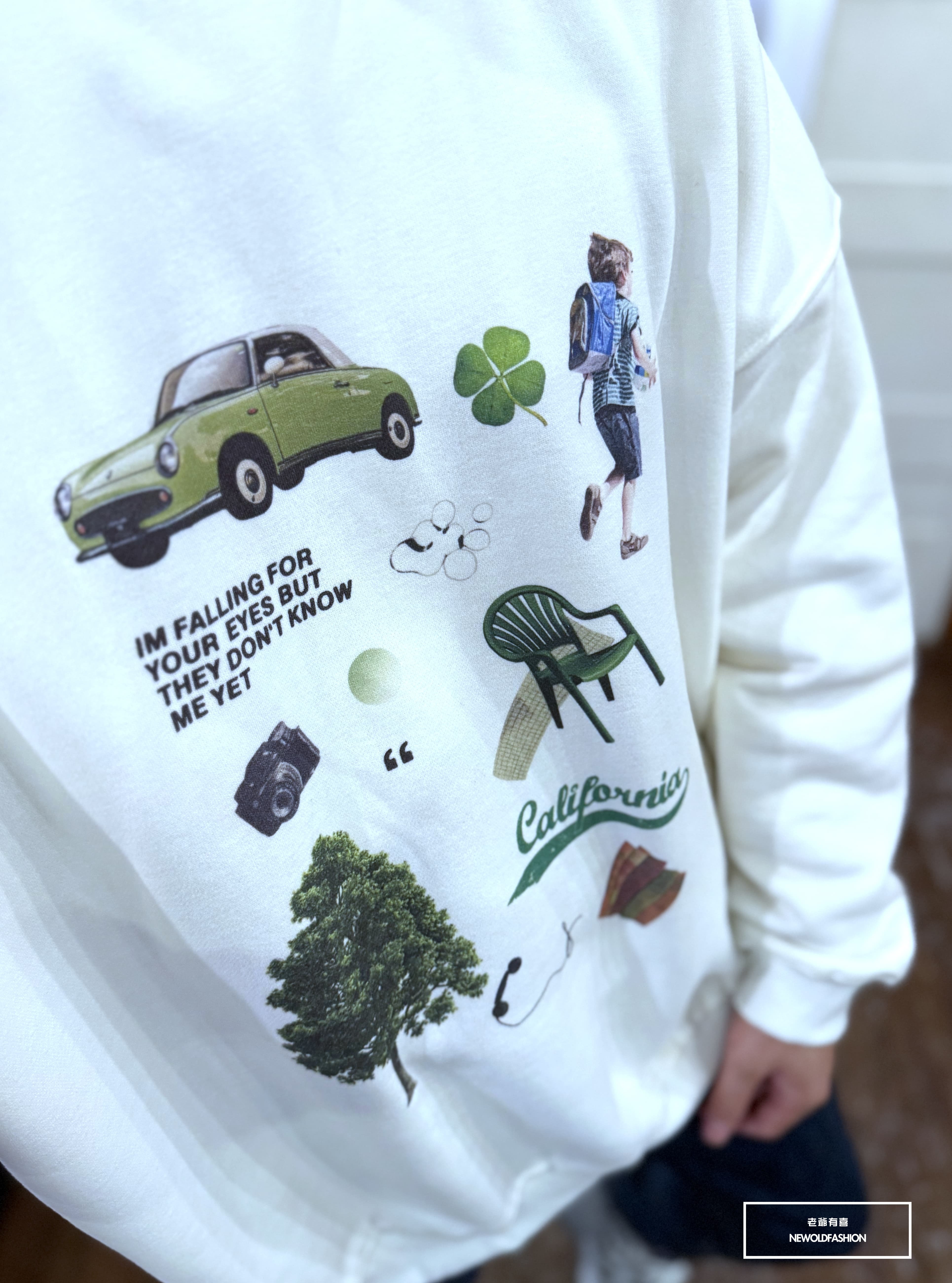 『新品上市』重磅綠意植能刷毛大學T(NOF2510905)-白