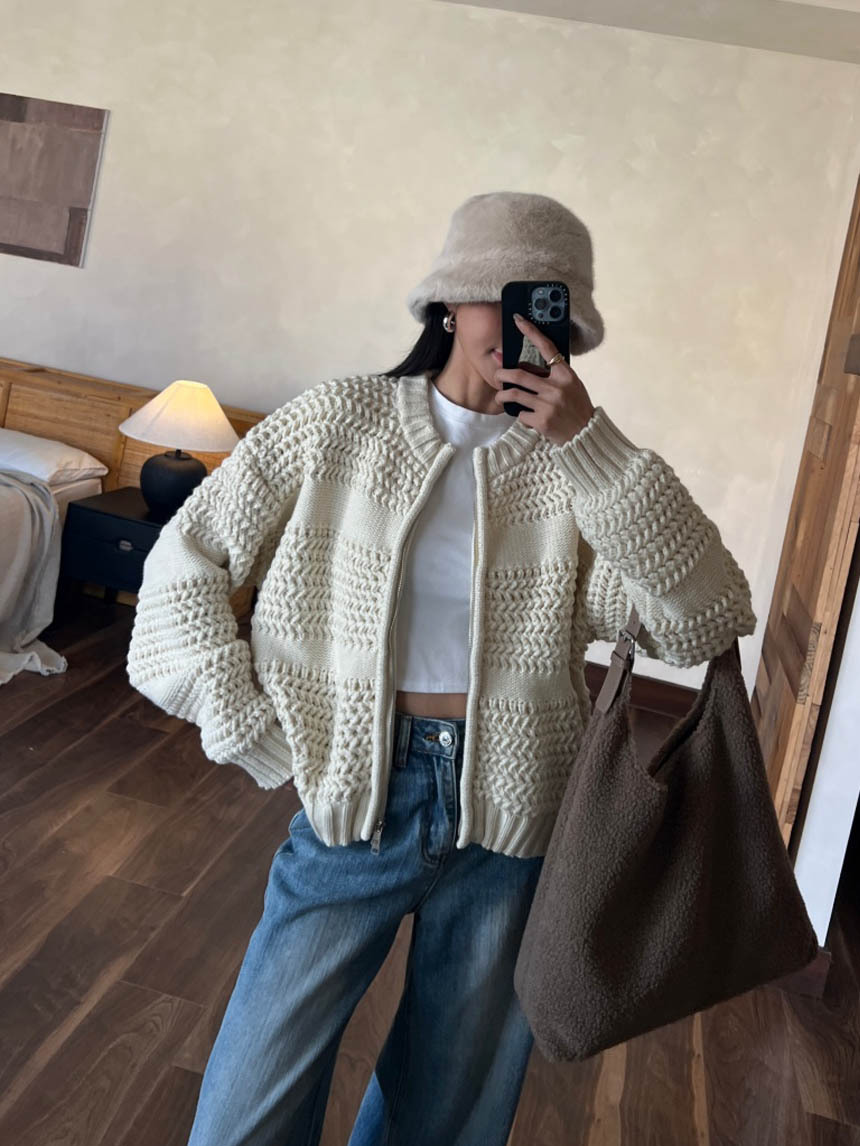 厚麻花針織外套*2色