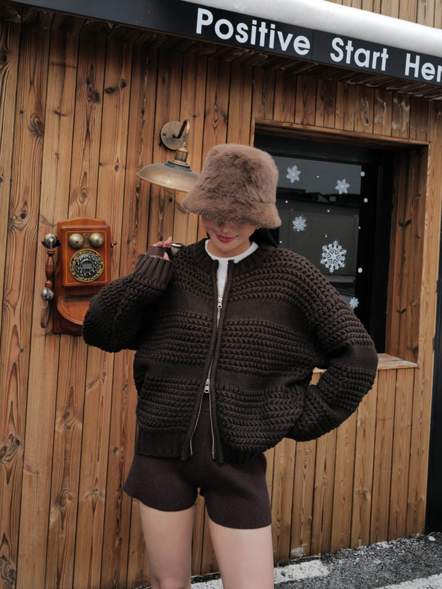 厚麻花針織外套*2色