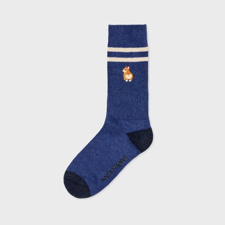 韓國 socks appeal® 狗狗中筒襪 刺繡柯基 羅紋