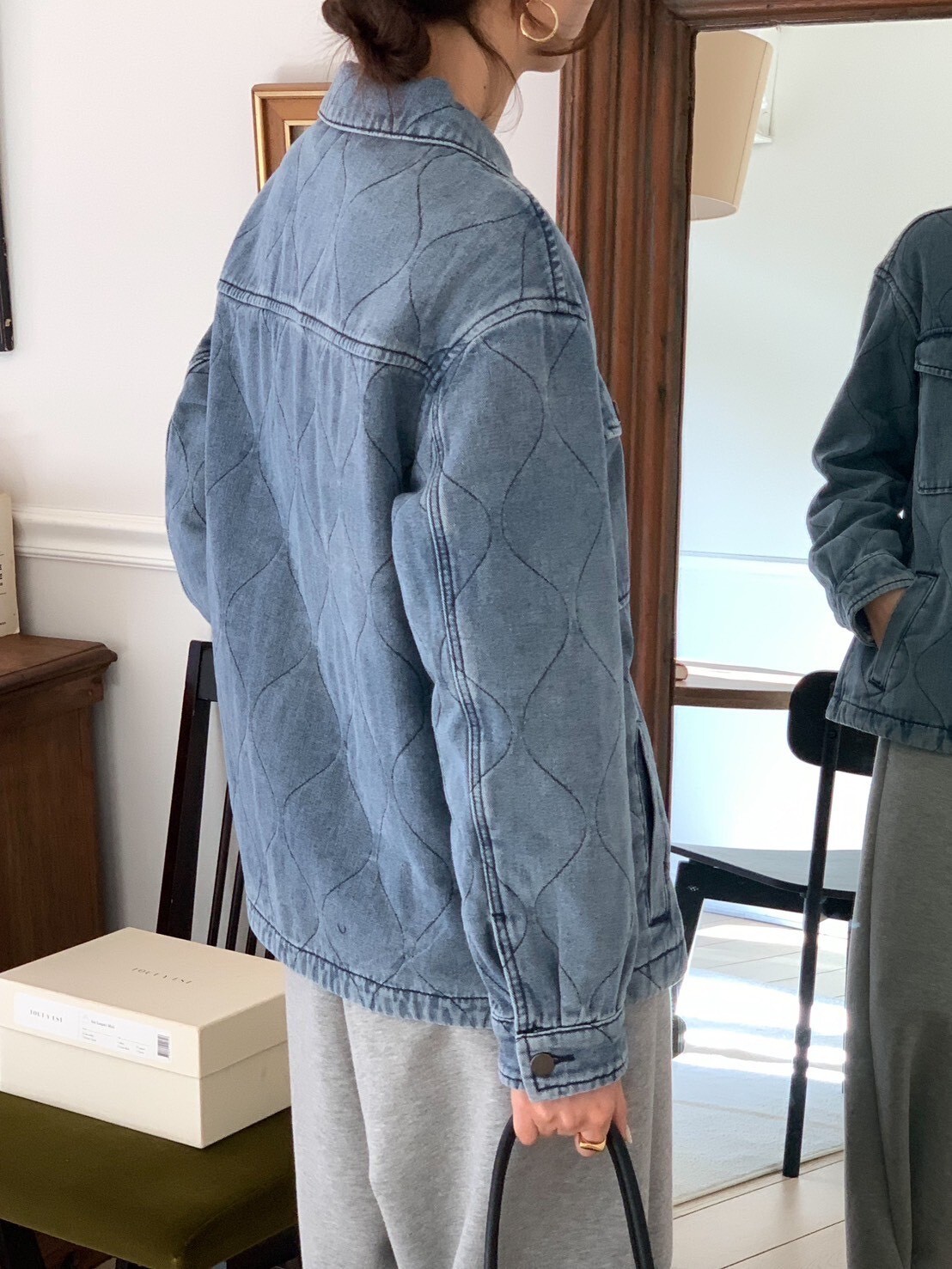 ᴴᴼᵀ ▸▸店長推薦◃◃ 秋冬新款/衍線縫鋪棉牛仔外套 MANIFEST正韓🇰🇷