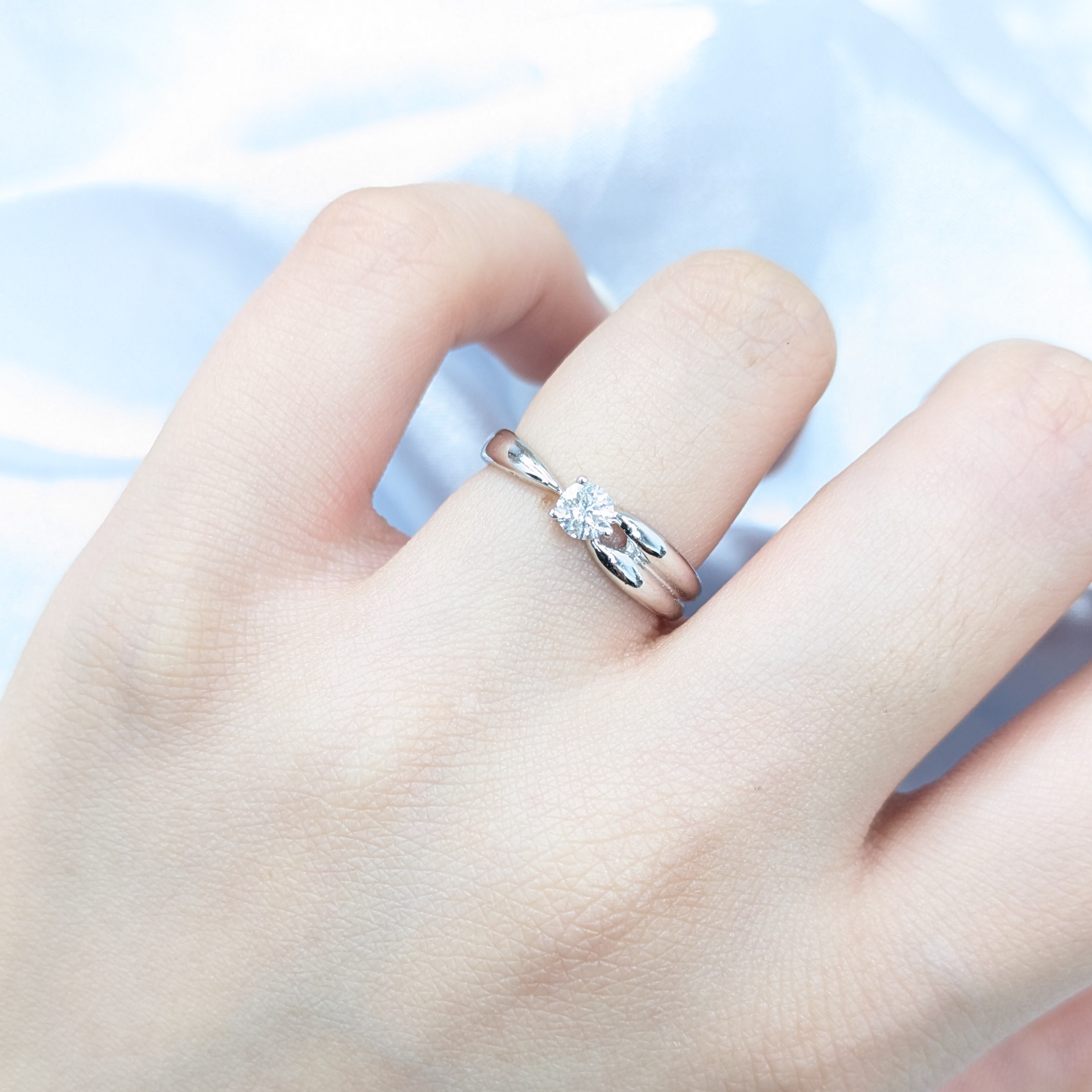 全新18K白金【單粒18份鑽石】戒指