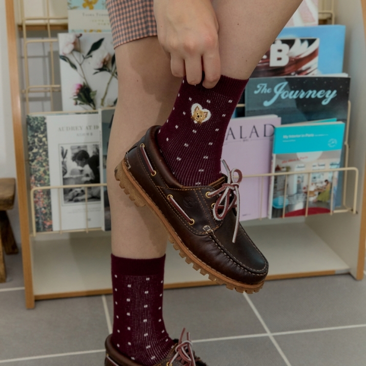 韓國 socks appeal® 狗狗中筒襪 刺繡點點 約克夏㹴犬