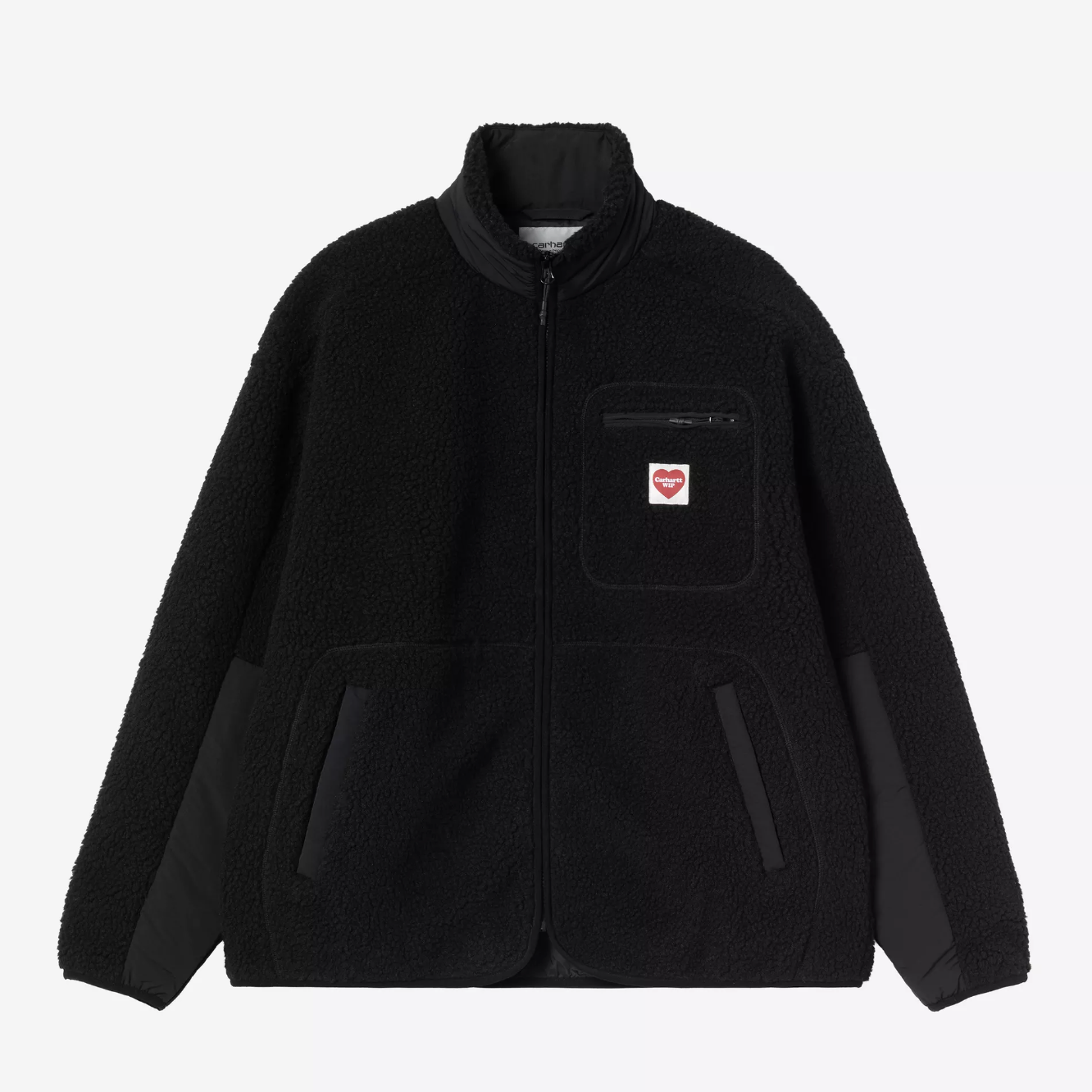 -(B2b05)-CARHARTT WIP HEART II HARTT LINER 愛心 口袋 羔羊 搖粒絨 外套 黑色/白色-A252012