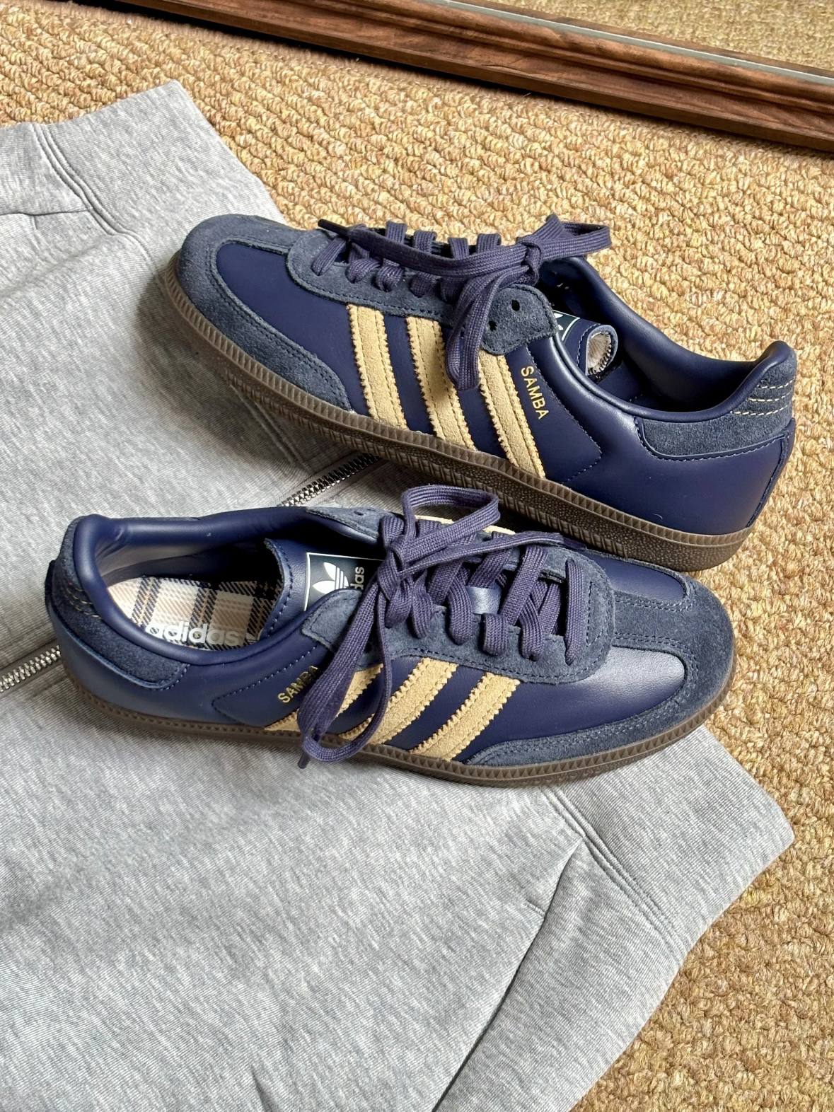 Adidas Originals Samba OG 格紋系列 藏青色 男女同款 JR0894