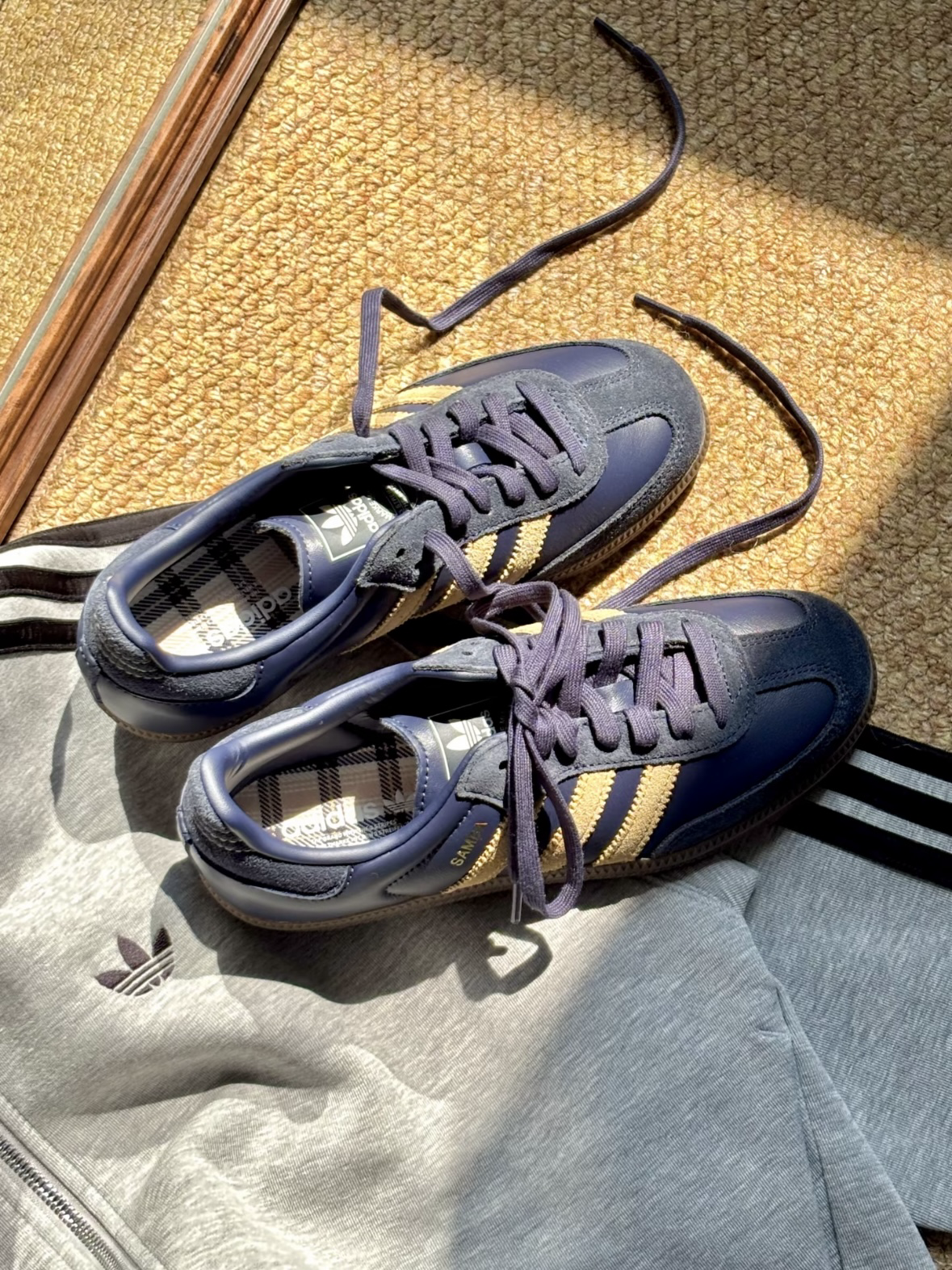 Adidas Originals Samba OG 格紋系列 藏青色 男女同款 JR0894