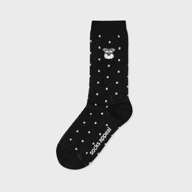 韓國 socks appeal® 狗狗中筒襪 刺繡點點 雪納瑞