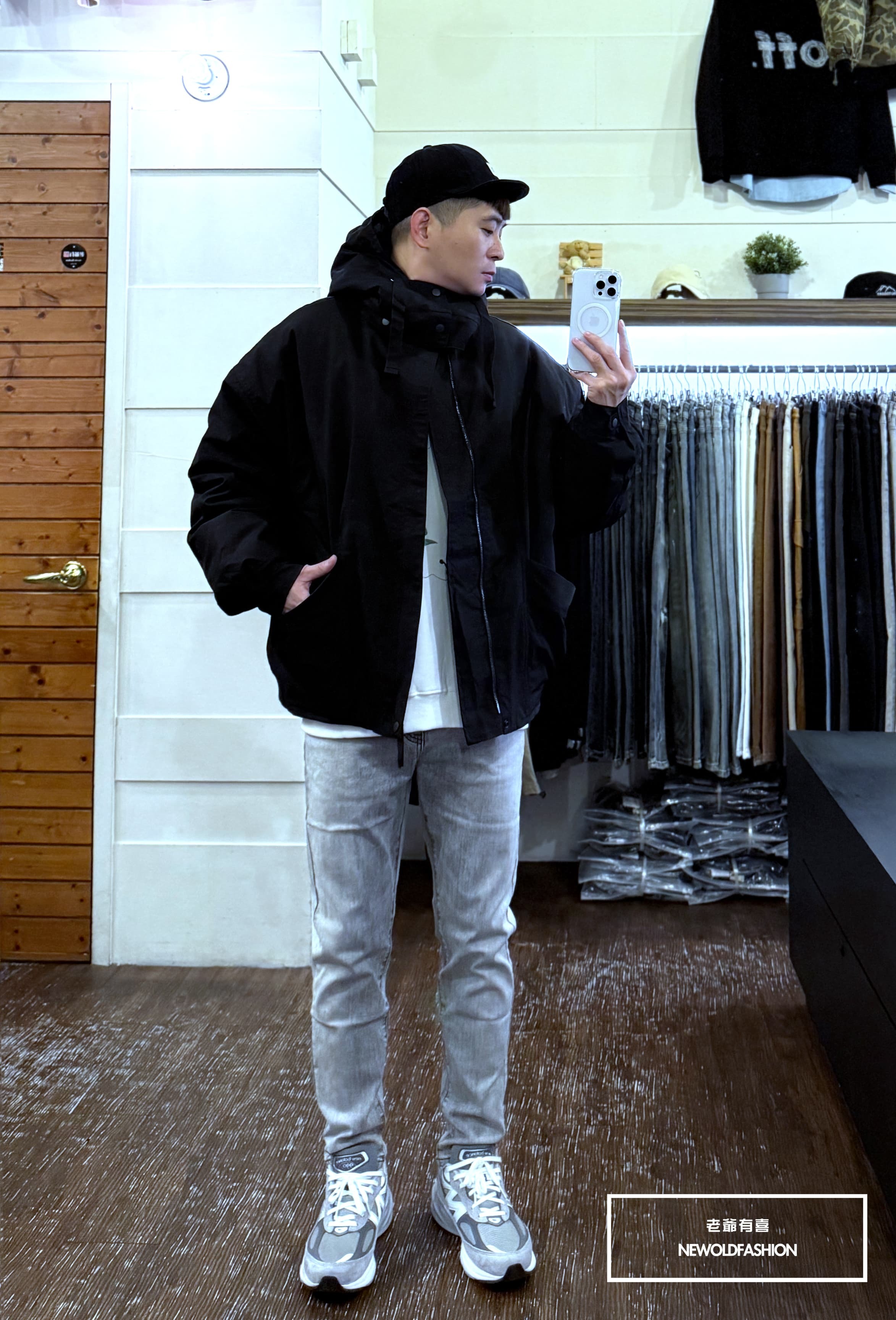 『新品上市』重磅斜口袋可拆式連帽鋪棉外套(NOF2510S106)-黑