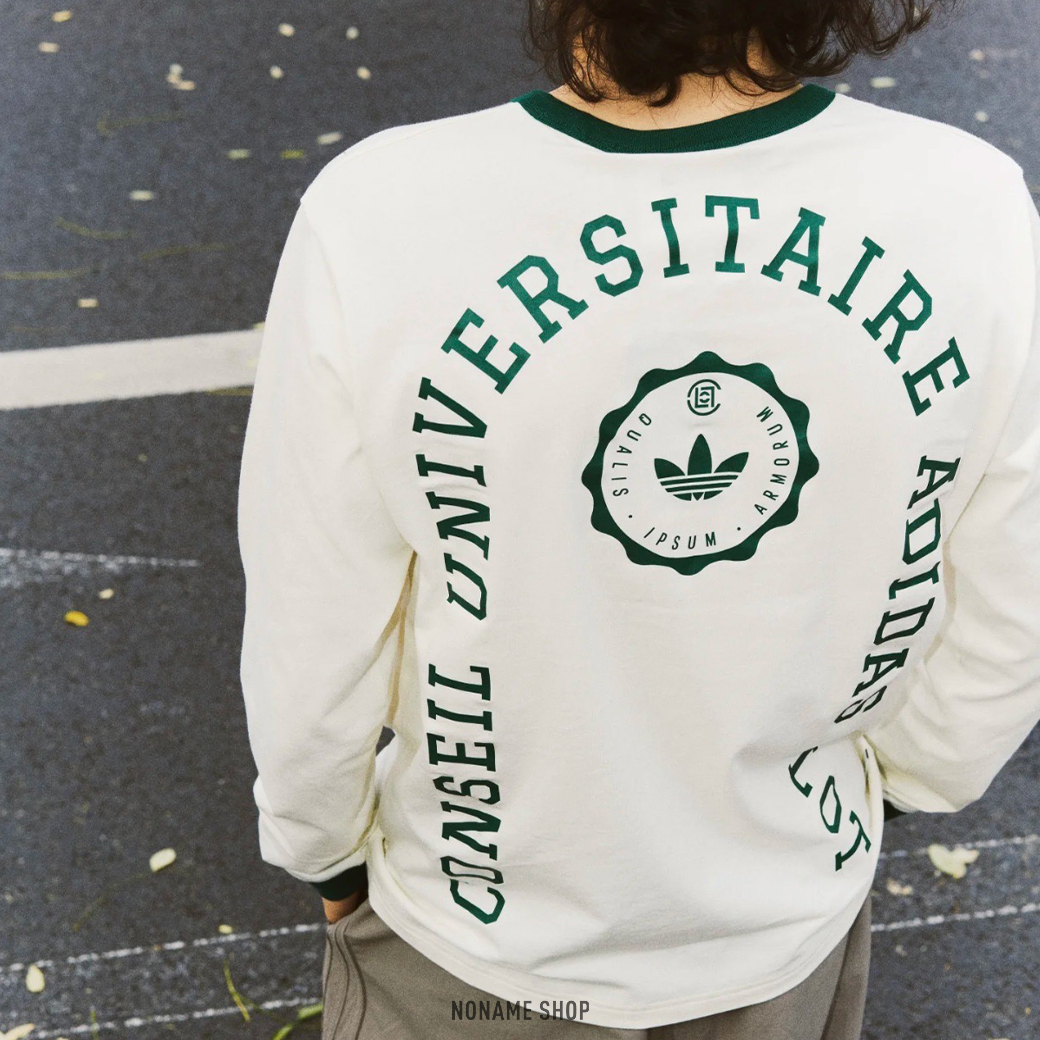 ADIDAS X CLOT BY EDISON CHEN FW25 陳冠希 聯名款 復古 學院風 圓領 長袖 米白綠 (男款)