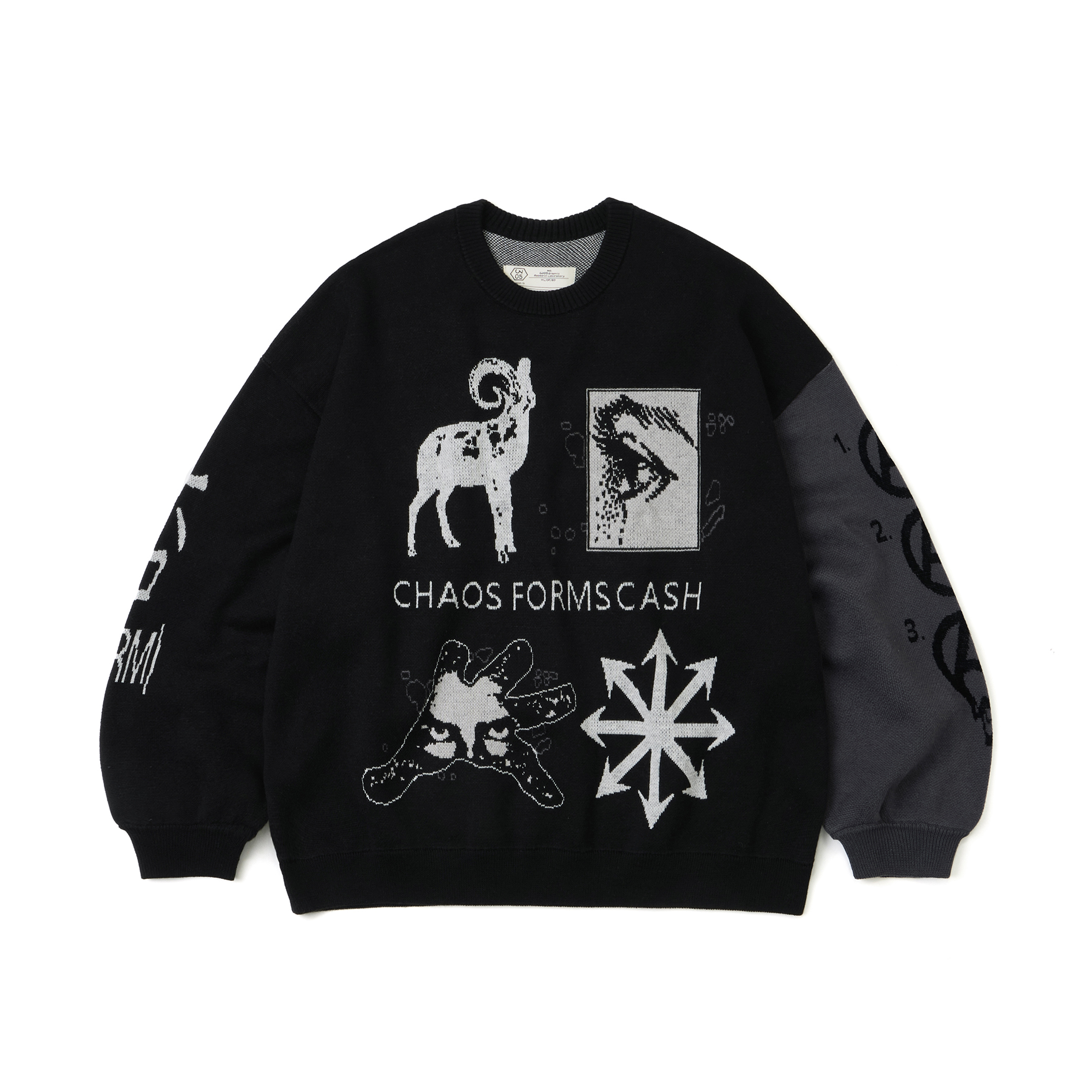 Wall of Sound - 2:50/“MIRAGE” 5-3X Jacquard Sweater - Black