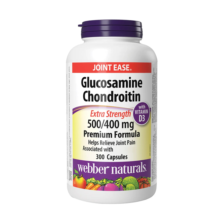 Webber Naturals Glucosamine + Chondroitin + D3 , 500/400 mg, 300 capsule [EXP：01/2029 ]