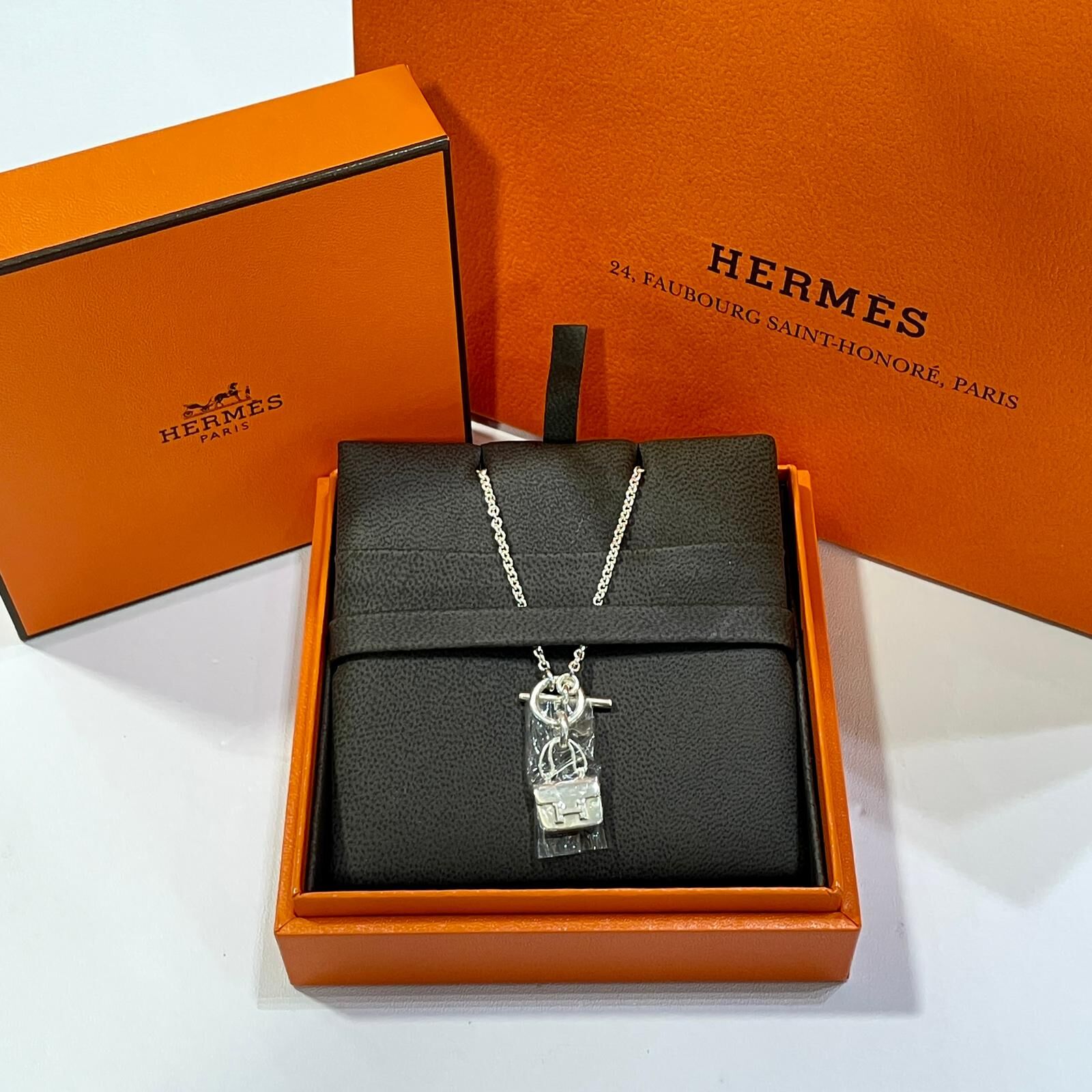 98%NEW二手HERMES頸鏈 925純銀 CONSTANCE PENDANT H121324B AMULETTES #香榭站正品