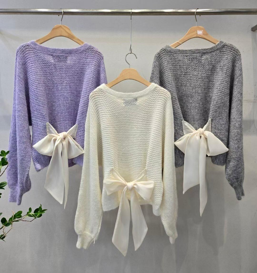 HI19N 後面蝴蝶結絲帶 冷杉