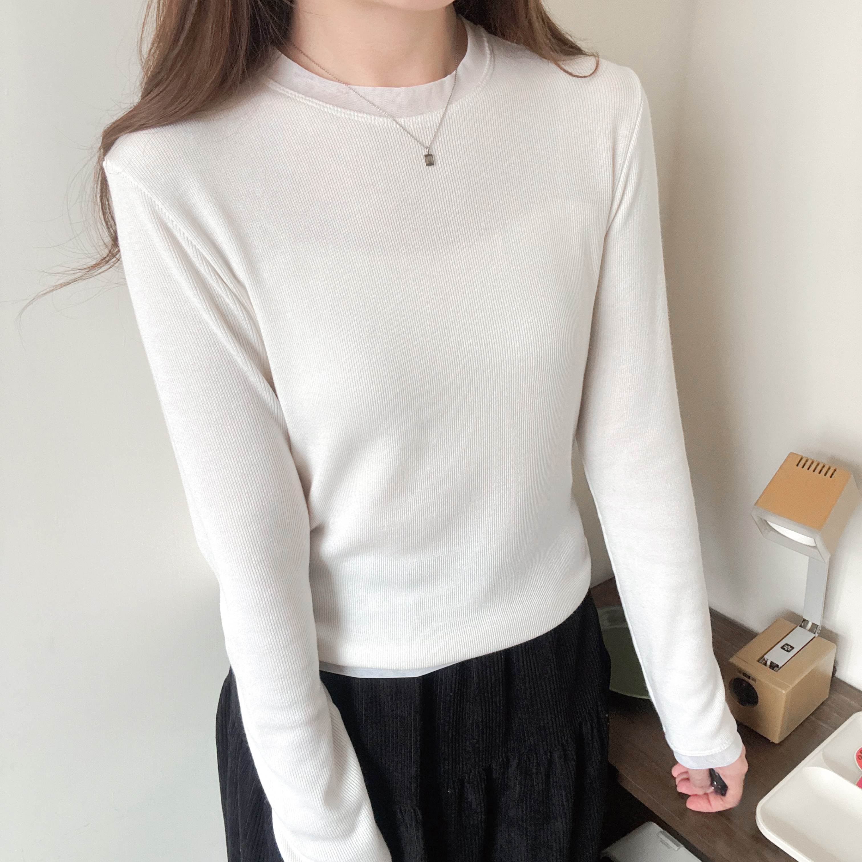 透視拼棉羊毛tee