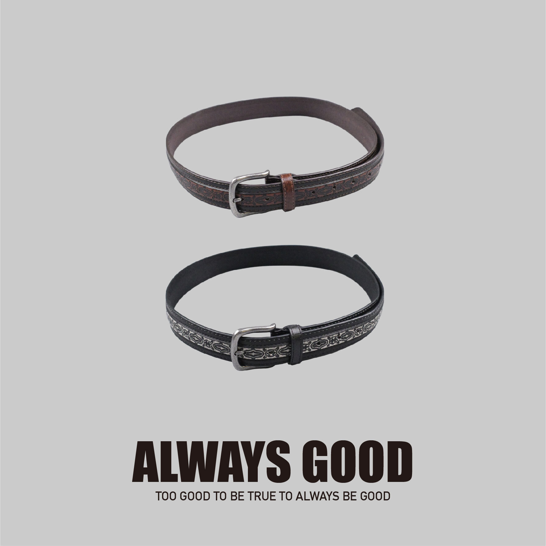 『Always_Good』西部圖騰 壓紋 撞色 皮帶