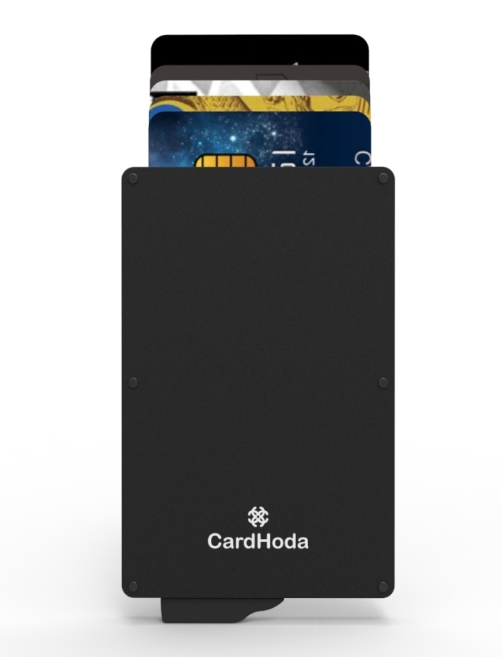 CARDHODA aluminum brushed finish RFID card protector - black