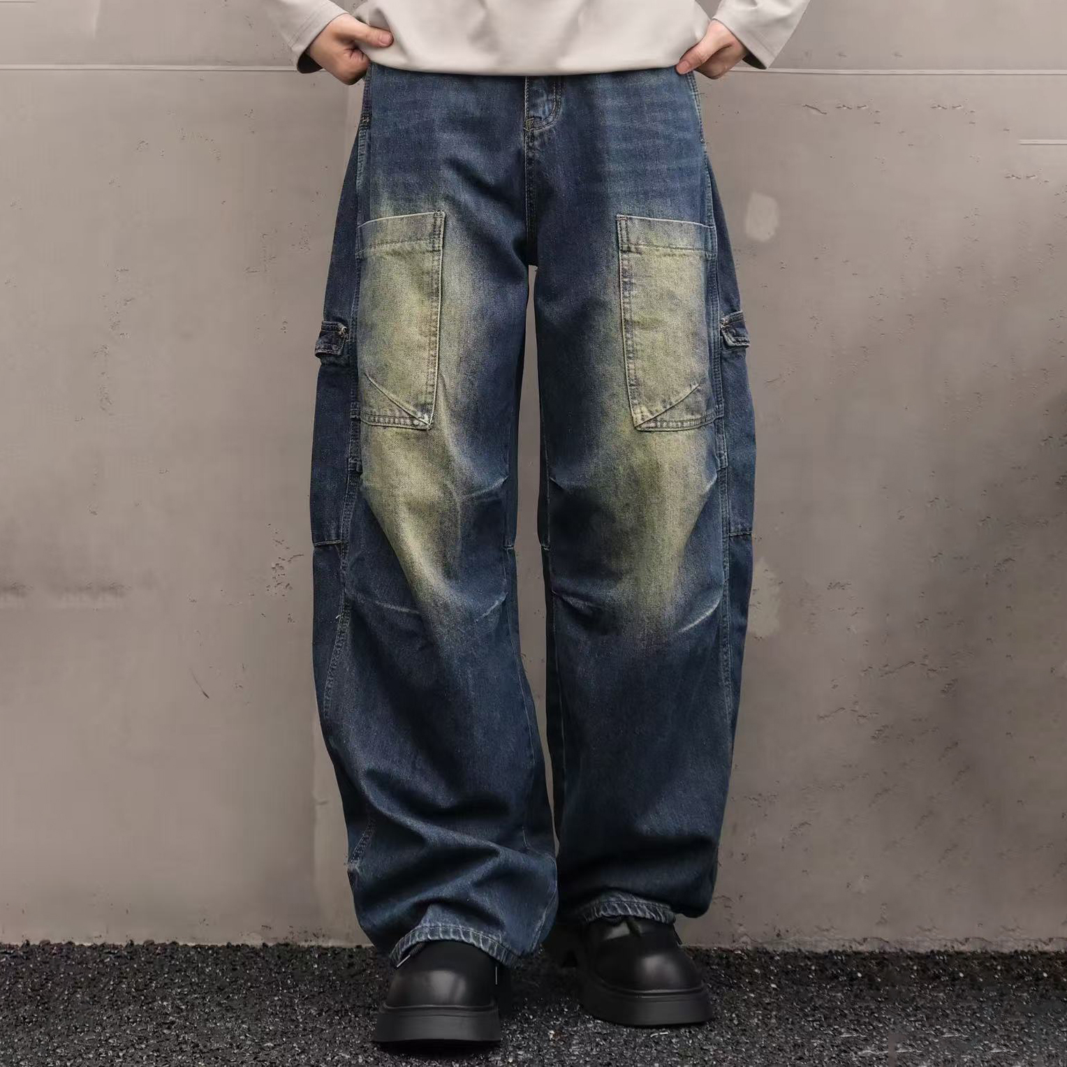 XCTRL 正面雙口袋寬版牛仔褲