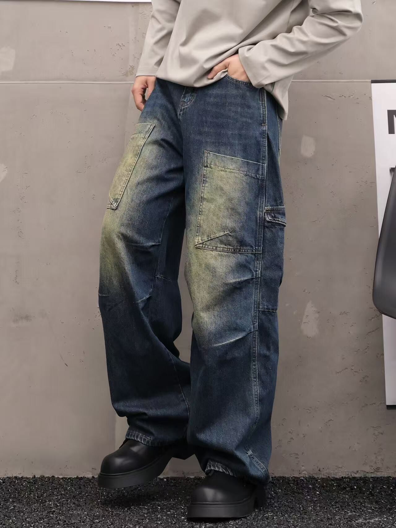 XCTRL 正面雙口袋寬版牛仔褲