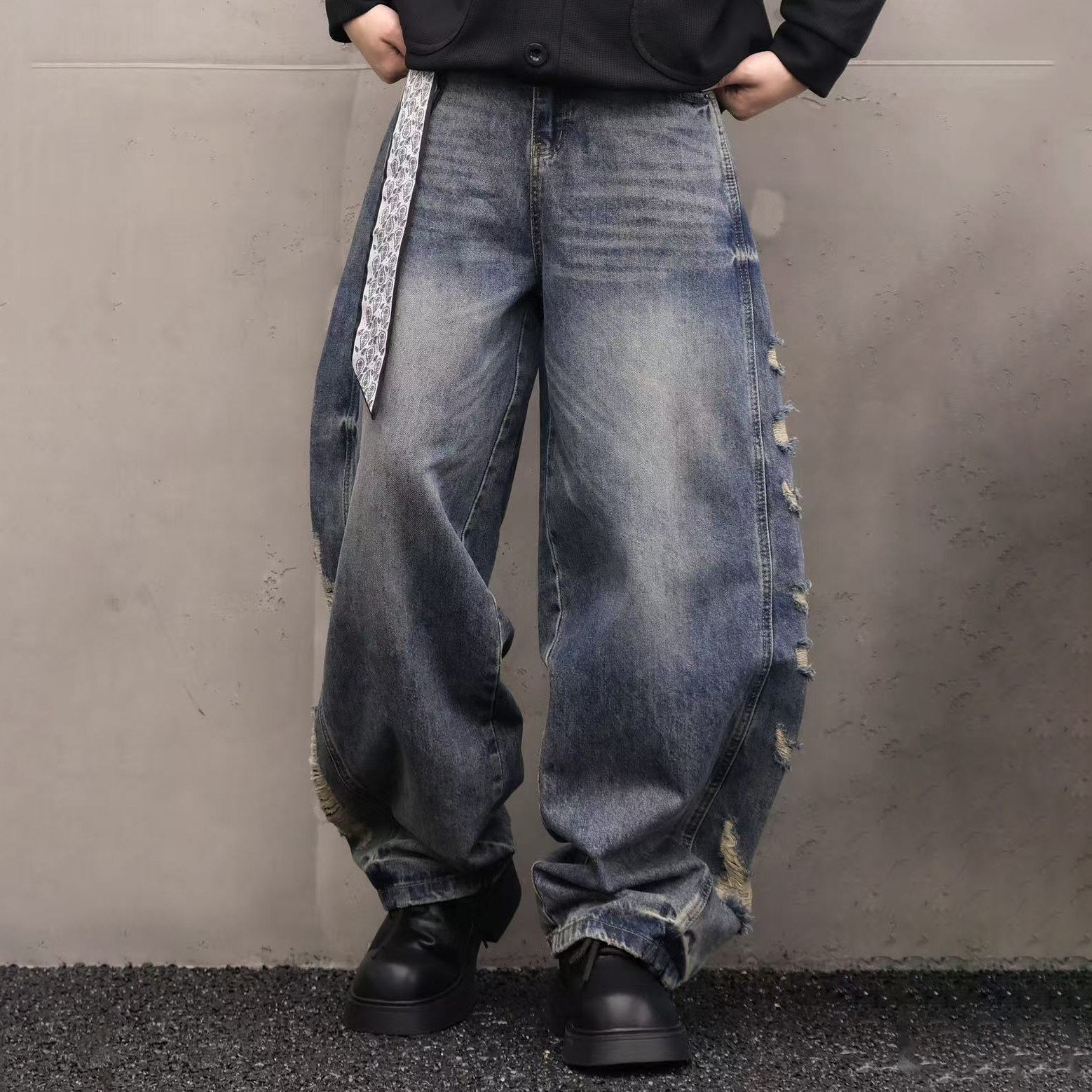 XCTRL 側邊破壞寬版牛仔褲